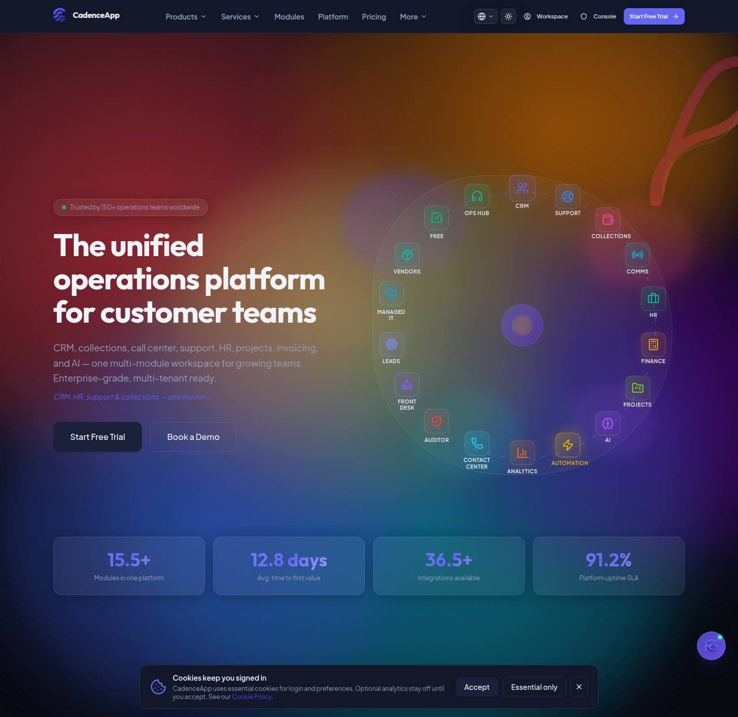 CadenceApp homepage captured from cadenceapp.co.ke